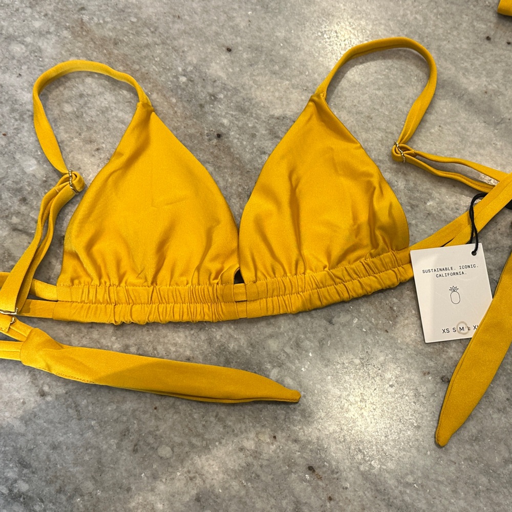 Yellow Triangle Bikini Top - Women Swim
